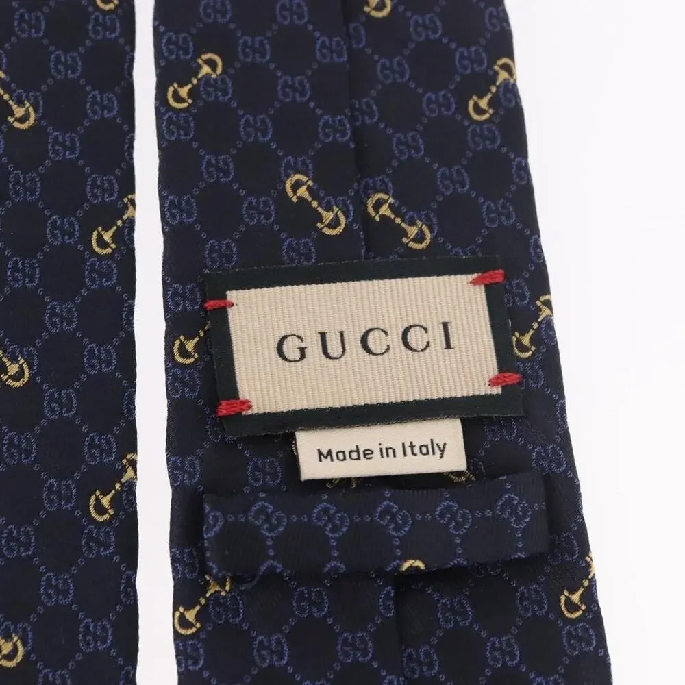 Gucci Horsebit Necktie Silk Jacquard Blue